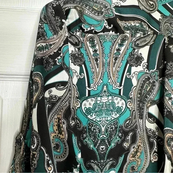 Brody Myles Blouse Collared Buttons Green/Blue/White Patterned Size Small - Picture 15 of 16